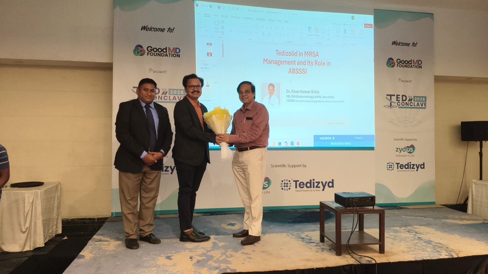 Speaker felicitation on stage at TED Conclave 2026, Chennai
